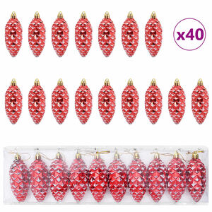 vidaXL Bola de Pi&ntilde;a de Navidad 40 pcs Rojo Pl&aacute;stico