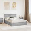 vidaXL Cama con almacenamiento con cabecera Gris Sonoma 160 x 200 cm