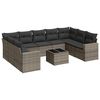 vidaXL Set de sof&aacute;s de jard&iacute;n 10 pzas con cojines rat&aacute;n sint&eacute;tico gris