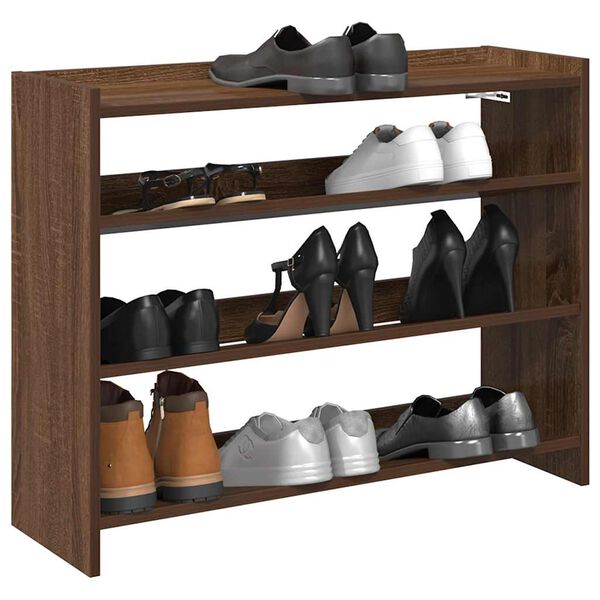 vidaXL Mueble zapatero madera contrachapada marr&oacute;n roble 80x25x62 cm