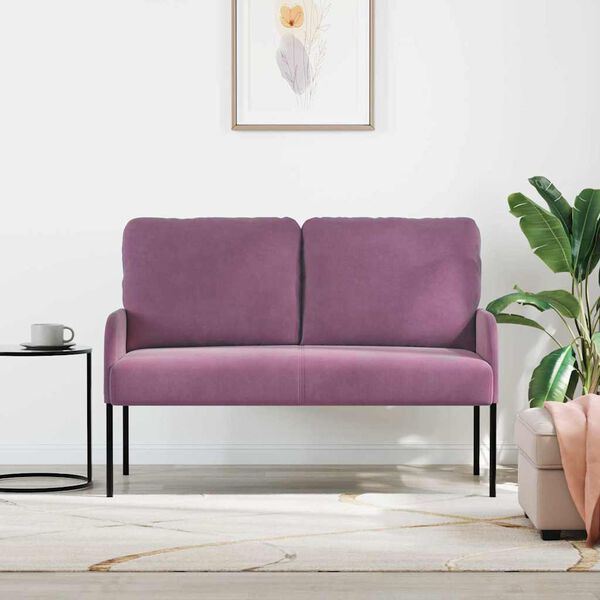 vidaXL Sof&aacute;s con coj&iacute;n 110cm Morado Madera contrachapada