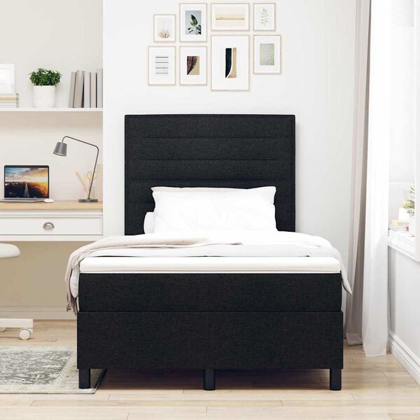 vidaXL Cama tipo Box Spring con colch&oacute;n Negro 120 x 190 cm tela