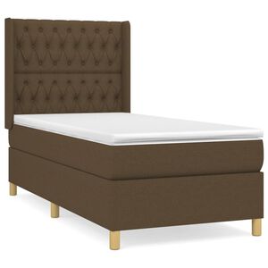 vidaXL Cama box spring con colch&oacute;n tela marr&oacute;n oscuro 100x200 cm