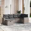 vidaXL Set de muebles de jard&iacute;n 6 pzas y cojines rat&aacute;n sint&eacute;tico gris