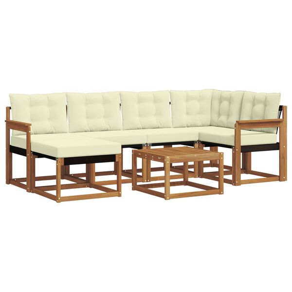 vidaXL Conjunto de sof&aacute;s de exterior con coj&iacute;n 7 pcs Natural y Crema