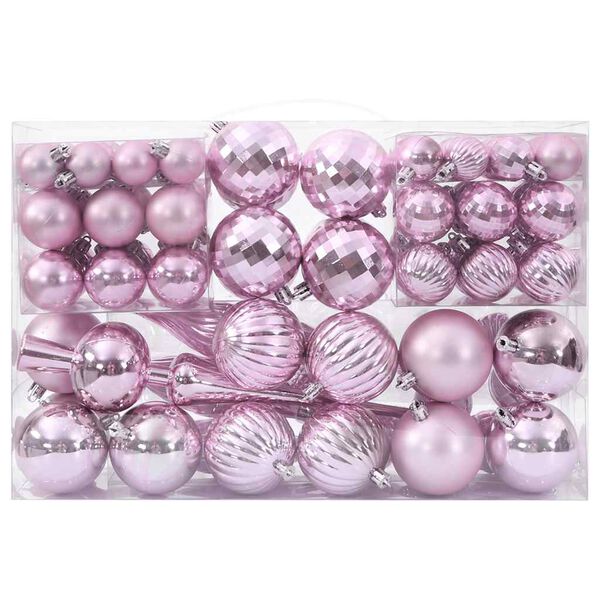 vidaXL Bolas de Navidad 98 unidades rosa &Oslash;3/4/6 cm