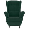 vidaXL Sill&oacute;n orejero y taburete de terciopelo verde oscuro
