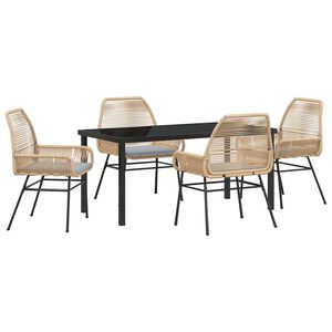vidaXL Conjunto de Comedor de Jard&iacute;n 5 pcs Marr&oacute;n rat&aacute;n sint&eacute;tico
