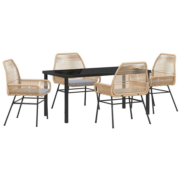 vidaXL Conjunto de Comedor de Jard&iacute;n 5 pcs Marr&oacute;n rat&aacute;n sint&eacute;tico