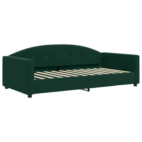 vidaXL Sof&aacute; cama con colch&oacute;n terciopelo verde oscuro 100x200 cm