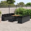 vidaXL Conjunto de sof&aacute; de jard&iacute;n con coj&iacute;n 11 pcs Negro Polirat&aacute;n