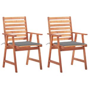 vidaXL Sillas comedor de jard&iacute;n y cojines 2 uds madera maciza acacia