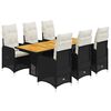 vidaXL Set de mesa y sillas de jard&iacute;n 7 pzas y cojines rat&aacute;n PE negro
