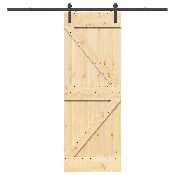 vidaXL Puerta corredera con herrajes madera maciza de pino 70x210 cm