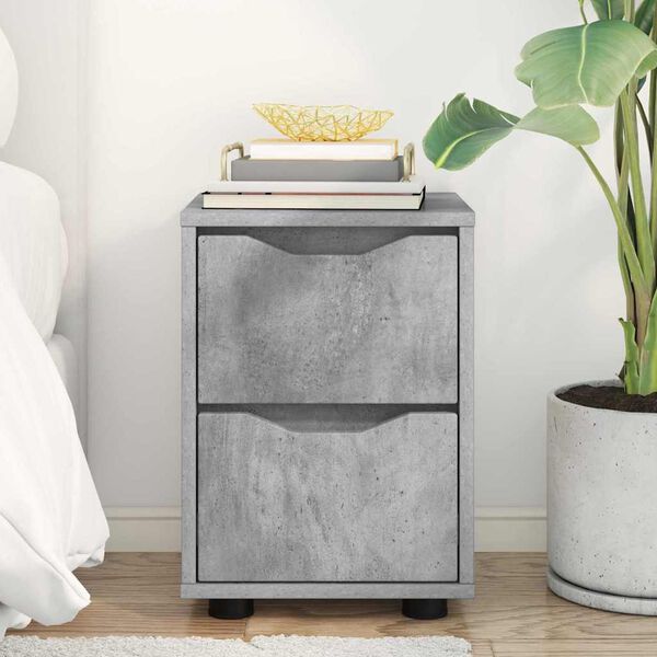 vidaXL Mesa de Noche con caj&oacute;n Gris Concreto 30,5 x 30 x 43 cm