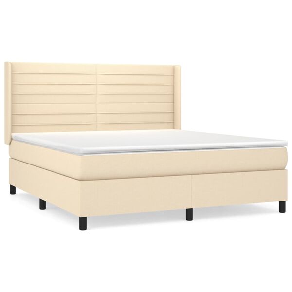 vidaXL Cama box spring con colch&oacute;n tela color crema 180x200 cm