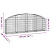 vidaXL Cesta de gaviones forma arco hierro galvanizado 200x30x60/80 cm