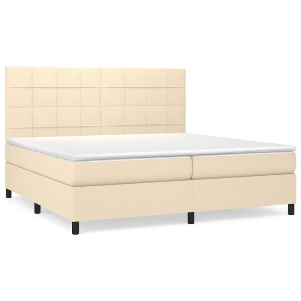 vidaXL Cama box spring con colch&oacute;n tela color crema 200x200 cm