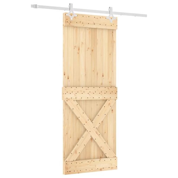 vidaXL Puerta corredera con herrajes madera maciza de pino 80x210 cm