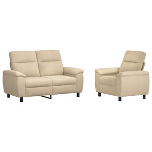vidaXL Juego de Sof&aacute; 2 pcs Crema Tela