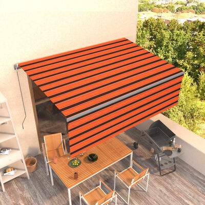 vidaXL Toldo retráctil manual con persiana naranja y marrón 4,5x3 m