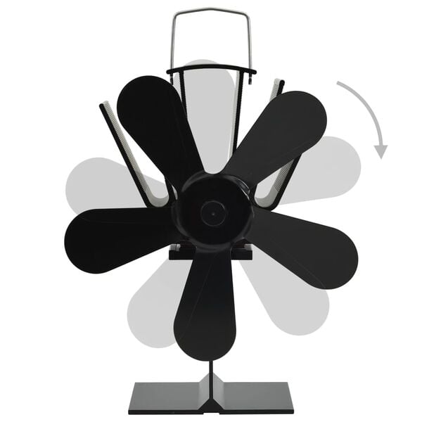 vidaXL Ventilador de estufa accionado por calor 5 aspas negro