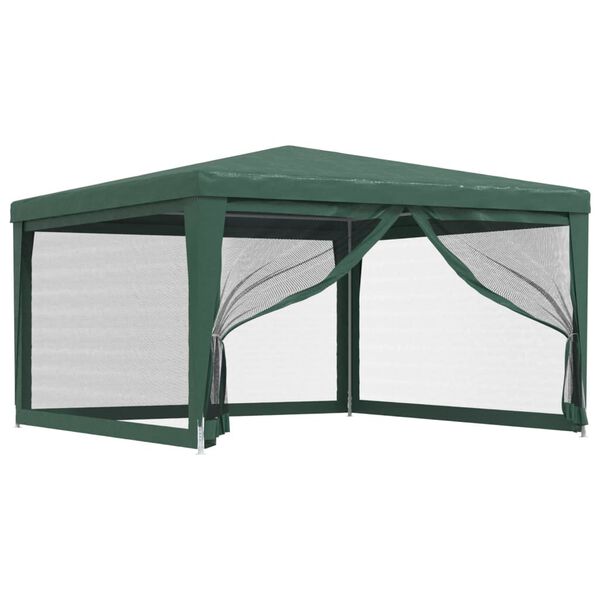 vidaXL Carpa para fiestas con 4 paredes de malla HDPE verde 4x4 m
