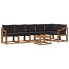 vidaXL Conjunto de sof&aacute;s de exterior con coj&iacute;n 7 pcs Natural y negro
