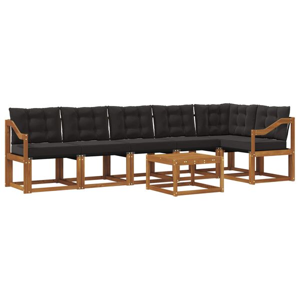 vidaXL Conjunto de sof&aacute;s de exterior con coj&iacute;n 7 pcs Natural y negro