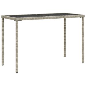 vidaXL Mesa jard&iacute;n superficie vidrio rat&aacute;n PE gris claro 115x54x74 cm