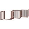 vidaXL Puerta de perros plegable 15 paneles madera &aacute;lamo marr&oacute;n 750 cm