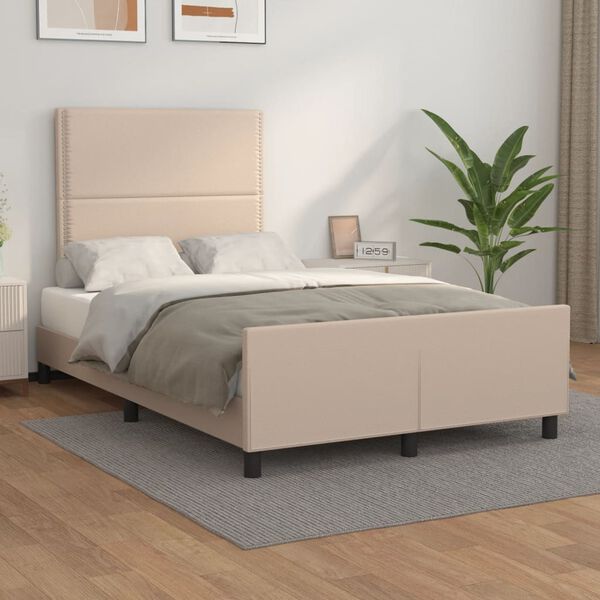 vidaXL Estructura cama sin colch&oacute;n cuero sint&eacute;tico capuchino 120x190cm