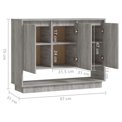 vidaXL Aparador de madera de ingeniería gris Sonoma 97x31x75 cm