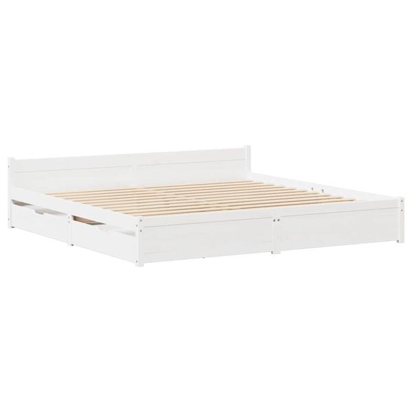 vidaXL Estructura de cama sin colch&oacute;n madera de pino blanco 135x190 cm