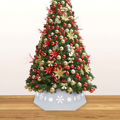vidaXL Falda del árbol de Navidad plateada y blanca Ø68x25 cm