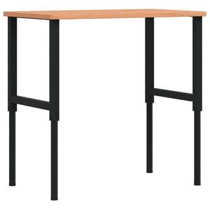 vidaXL Banco de trabajo rectangular madera maciza 100x60x(71,5-98) cm