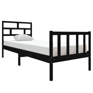 vidaXL Estructura de cama madera maciza de pino negro 75x190 cm