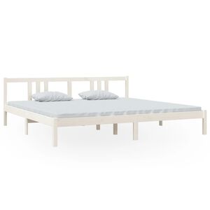 vidaXL Estructura de cama sin colch&oacute;n madera maciza blanco 200x200 cm