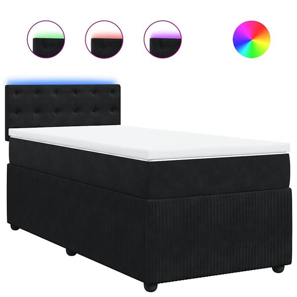 vidaXL Cama box spring con colch&oacute;n terciopelo negro 90x200 cm