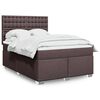 vidaXL Cama box spring con colch&oacute;n tela marr&oacute;n oscuro 140x190 cm
