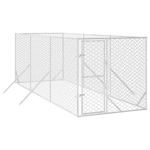 vidaXL Perrera de exterior acero galvanizado plateado 2x6x2 m