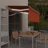 vidaXL Toldo autom&aacute;tico persiana LED sensor de viento naranja 3,5x2,5m