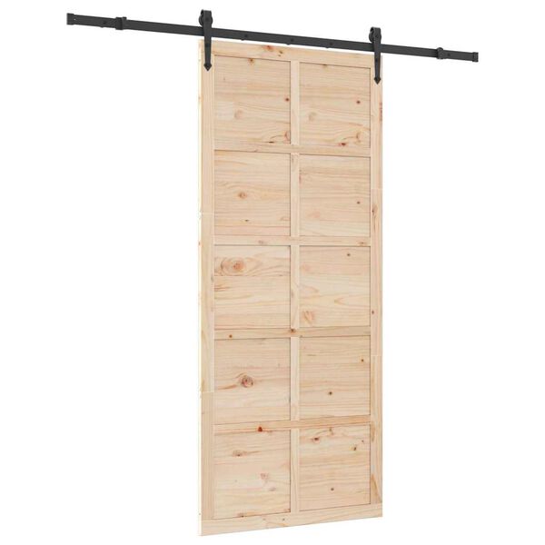 vidaXL Puerta Corredera Marr&oacute;n 80 x 208 cm Madera de pino macizo