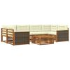 vidaXL Conjunto de sof&aacute;s de exterior con coj&iacute;n 7 pcs Natural y Crema