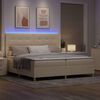 vidaXL Cama Box Spring LED con colch&oacute;n Crema 200 x 200 cm tela