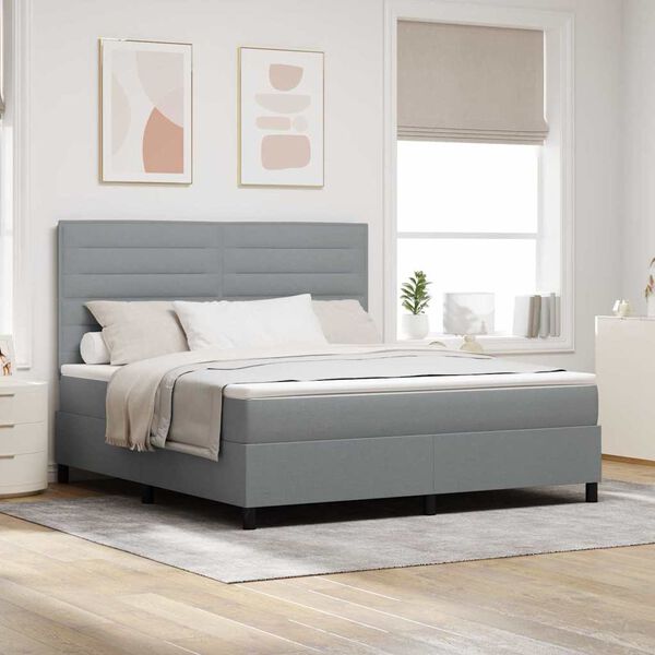 vidaXL Cama tipo Box Spring con colch&oacute;n Gris Claro 180 x 200 cm tela