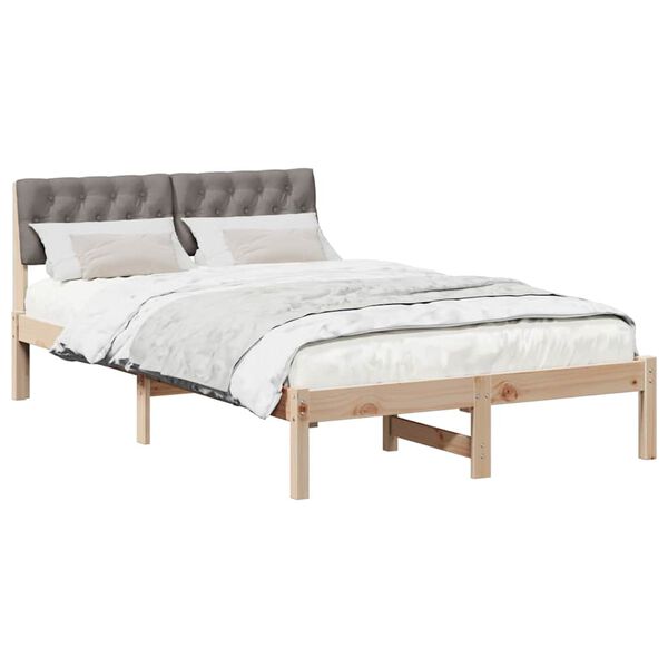 vidaXL Estructura de cama con cabecera Marr&oacute;n y taupe 120 x 200 cm