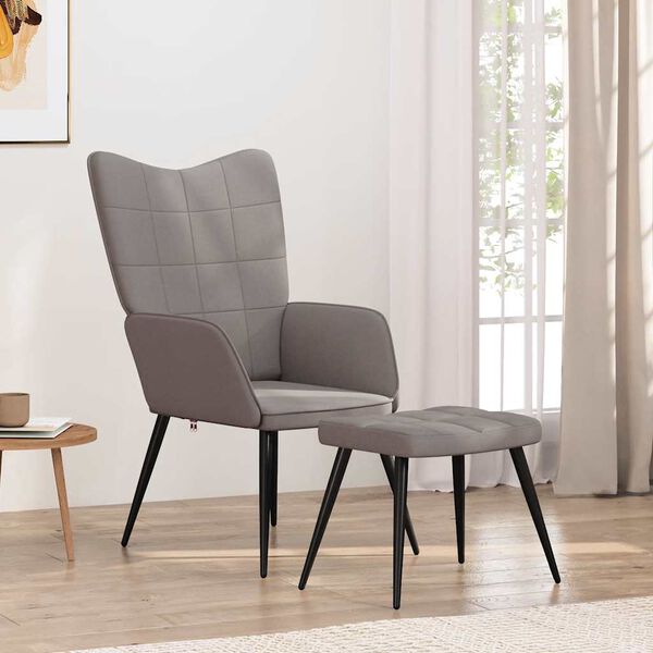 vidaXL Sill&oacute;n de relax con reposapi&eacute;s de tela gris taupe