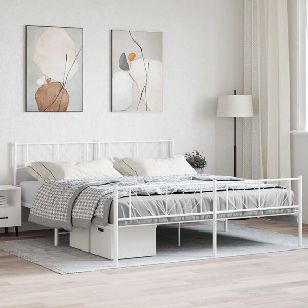 vidaXL Estructura cama sin colch&oacute;n con estribo metal blanco 183x213 cm