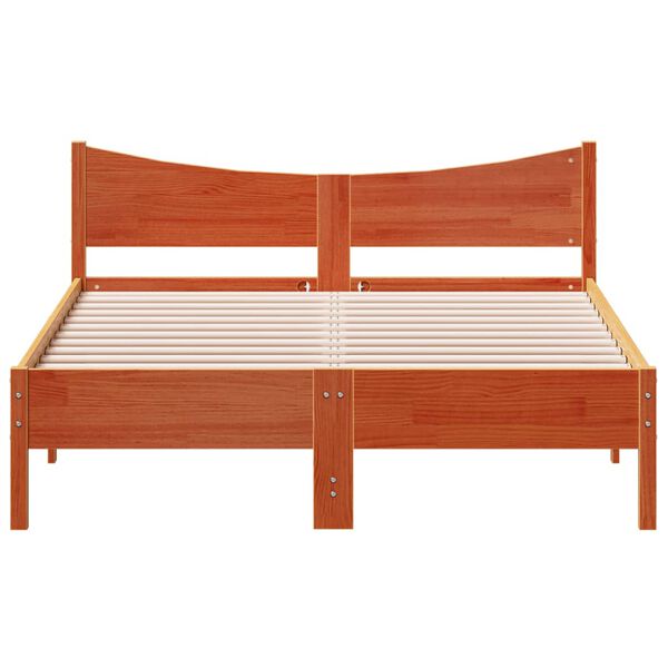 vidaXL Cama sin colch&oacute;n madera maciza de pino marr&oacute;n cera 140x190 cm
